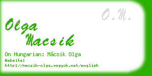 olga macsik business card
