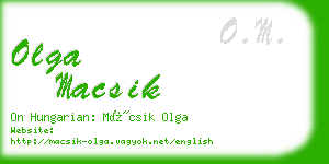 olga macsik business card